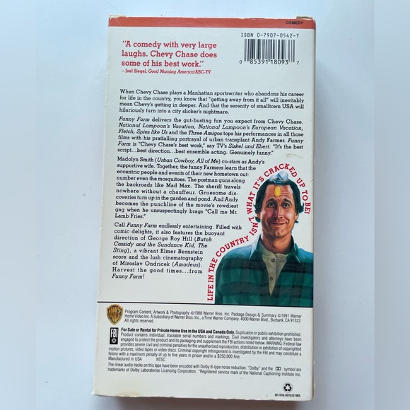 Funny Farm VHS ⭐️ Starring Chevy Chase - Picture 2 of 2